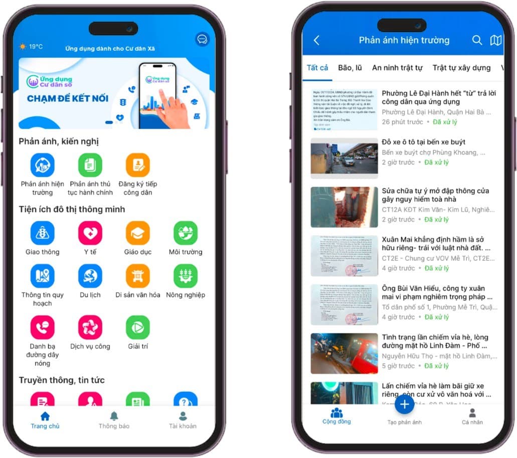 Giao diện các tính năng ứng dụng